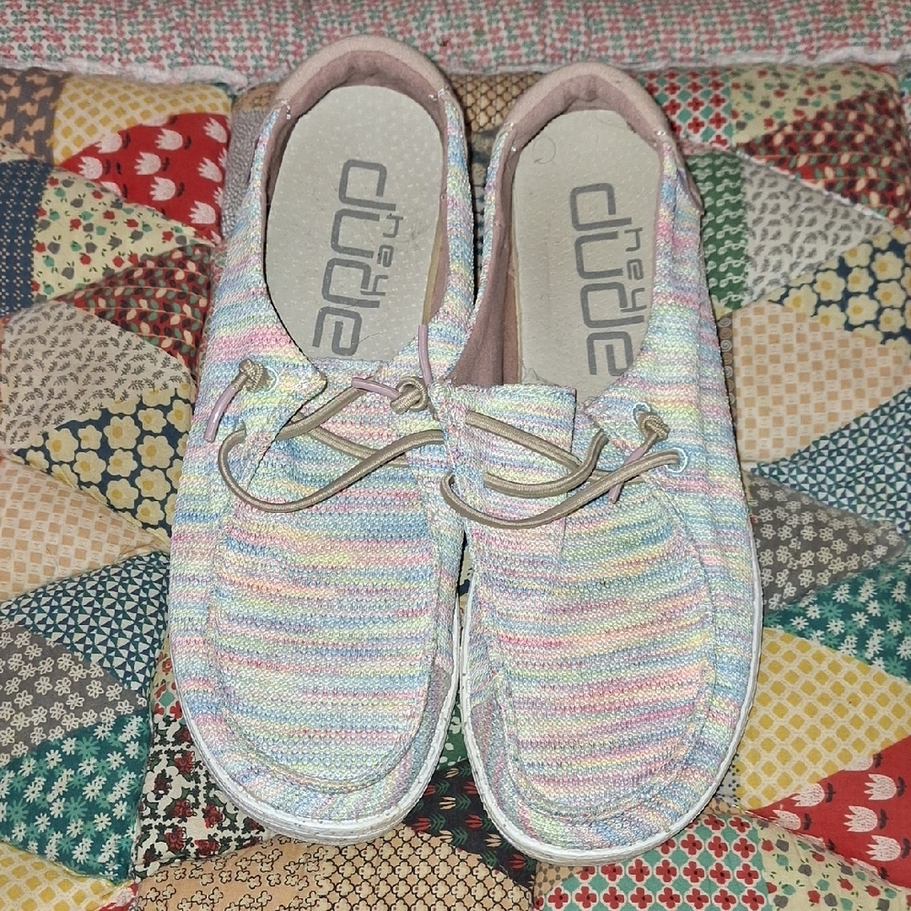 Hey Dude Women's Pastel Striped Flats